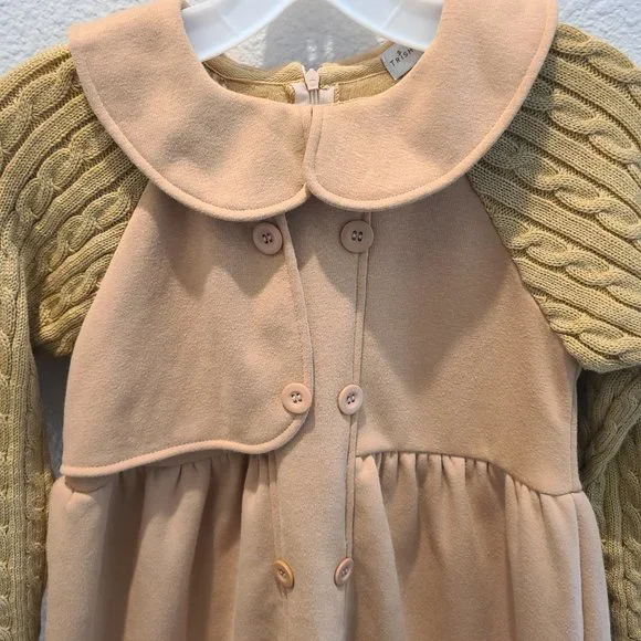 Trish Scully child boutique long sleeve heavy collared dress brown size 12 - Picture 3 of 11